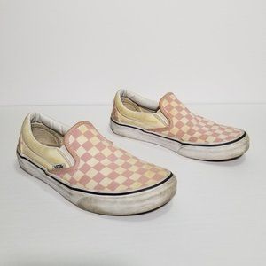 Vans Pink Checkerboard Print Slip On Sneakers